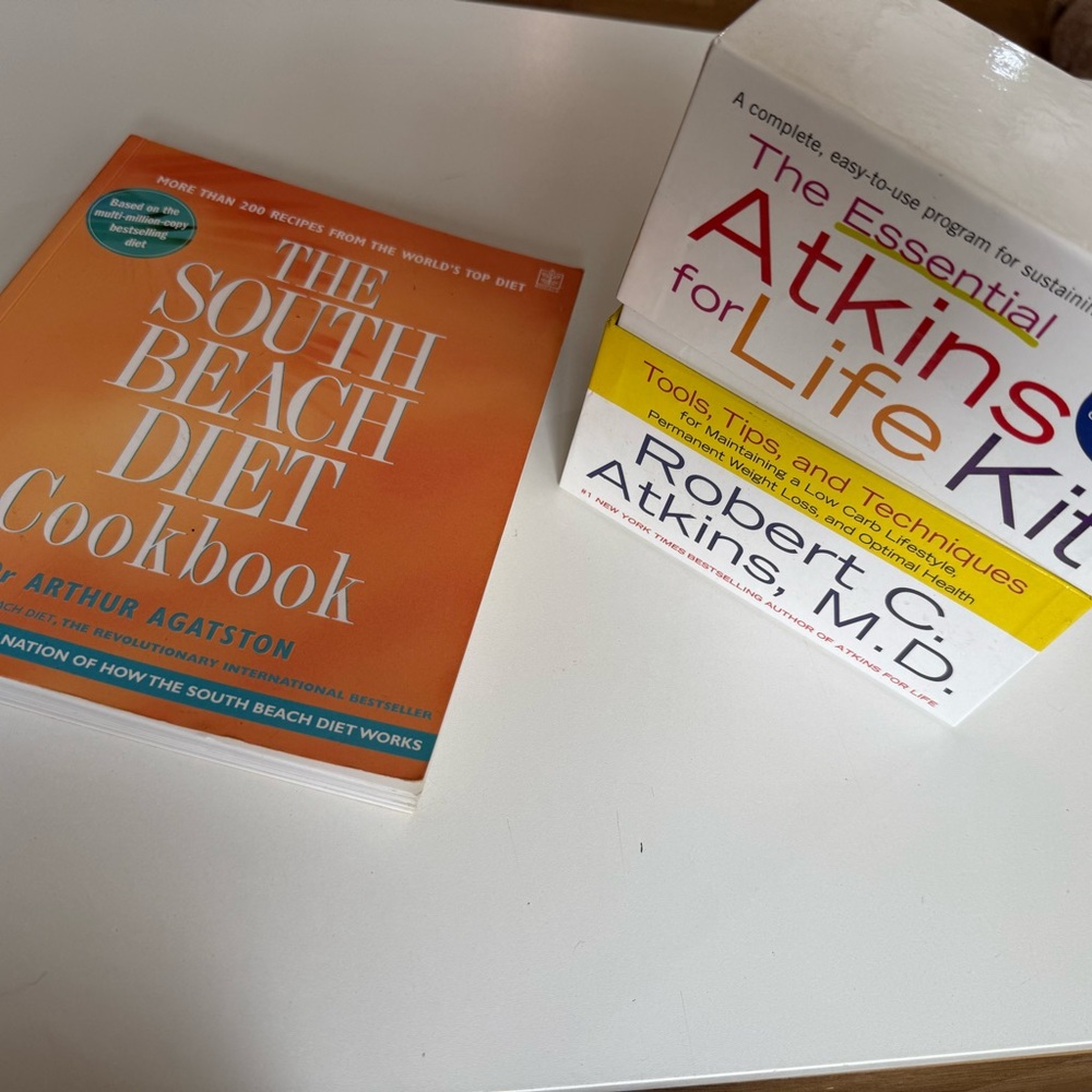 Bundle of low carb, diet cookbooks, including Atkins Kit & The South Beach Diet